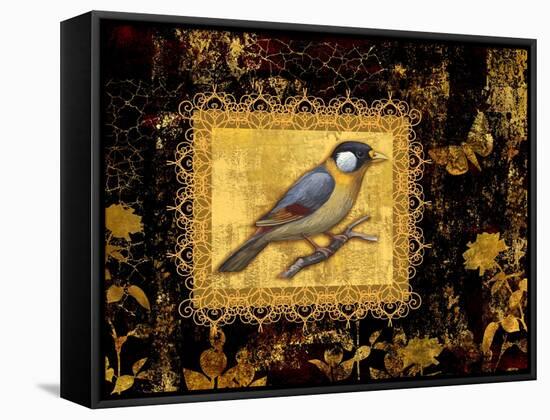 Bird on Black Background-Maria Rytova-Framed Stretched Canvas