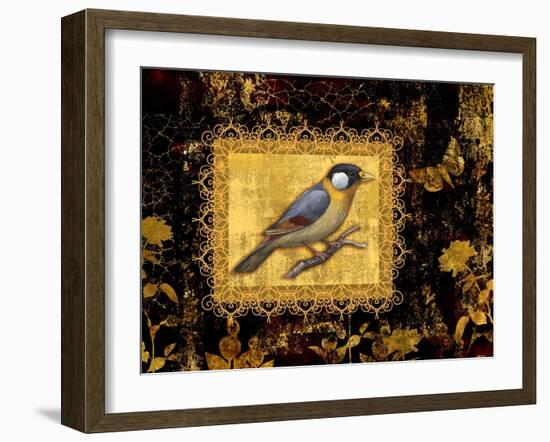 Bird on Black Background-Maria Rytova-Framed Giclee Print