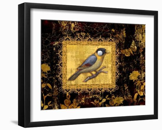 Bird on Black Background-Maria Rytova-Framed Giclee Print