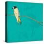 Bird On Branch 4-Jace Grey-Stretched Canvas