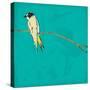 Bird On Branch 4-Jace Grey-Stretched Canvas