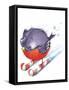 Bird on Candy Cane Skis-ZPR Int’L-Framed Stretched Canvas