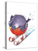 Bird on Candy Cane Skis-ZPR Int’L-Stretched Canvas