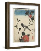 Bird on Cherry Branch, 1847-1852-Utagawa Hiroshige-Framed Giclee Print