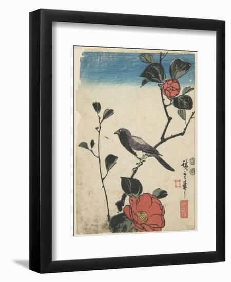 Bird on Cherry Branch, 1847-1852-Utagawa Hiroshige-Framed Giclee Print