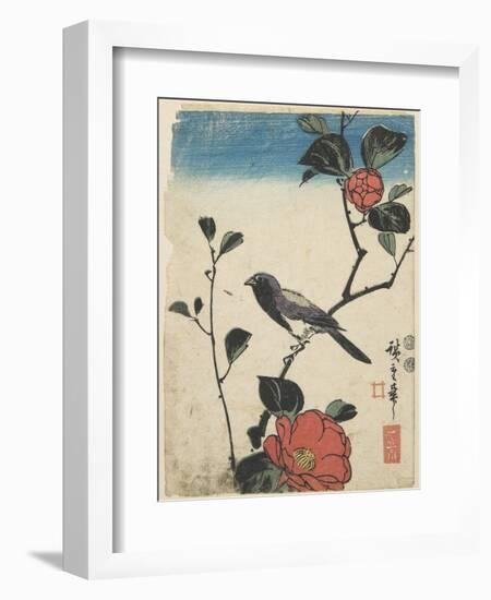 Bird on Cherry Branch, 1847-1852-Utagawa Hiroshige-Framed Giclee Print