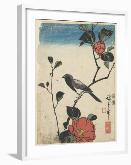 Bird on Cherry Branch, 1847-1852-Utagawa Hiroshige-Framed Giclee Print