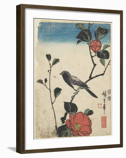 Bird on Cherry Branch, 1847-1852-Utagawa Hiroshige-Framed Giclee Print