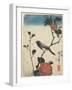 Bird on Cherry Branch, 1847-1852-Utagawa Hiroshige-Framed Giclee Print