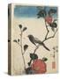 Bird on Cherry Branch, 1847-1852-Utagawa Hiroshige-Stretched Canvas