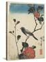 Bird on Cherry Branch, 1847-1852-Utagawa Hiroshige-Stretched Canvas