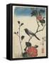 Bird on Cherry Branch, 1847-1852-Utagawa Hiroshige-Framed Stretched Canvas