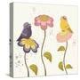 Bird on Flowers-Rouz-Stretched Canvas