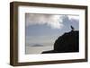 Bird on Ledge and Mount Meru-null-Framed Photographic Print