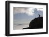 Bird on Ledge and Mount Meru-null-Framed Photographic Print