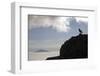 Bird on Ledge and Mount Meru-null-Framed Photographic Print