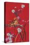 Bird on Red-Judy Mastrangelo-Stretched Canvas