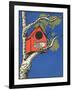 Bird Outside Birdhouse-null-Framed Art Print