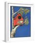 Bird Outside Birdhouse-null-Framed Art Print