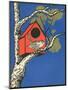 Bird Outside Birdhouse-null-Mounted Art Print