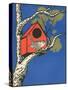 Bird Outside Birdhouse-null-Stretched Canvas