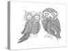 Bird Owls-Neeti Goswami-Stretched Canvas