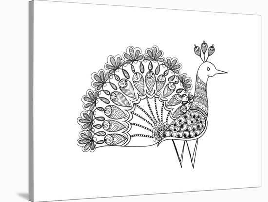 Bird Peacock 2-Neeti Goswami-Stretched Canvas