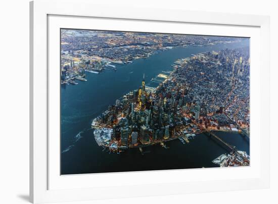 Bird's Eye Manhattan-Berthold Dieckfoss-Framed Giclee Print