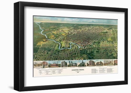 Bird’s Eye Map of Houston, Texas, 1891-null-Framed Giclee Print