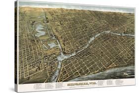 Bird’s Eye Map of Milwaukee, Wisconsin, 1872-Bailey-Stretched Canvas