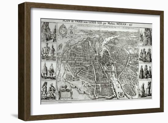 Bird's Eye Plan of Paris, 1615-Matthaus Merian The Elder-Framed Giclee Print