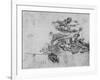 'Bird's-Eye View of a River with a Rope Ferry', c1480 (1945)-Leonardo Da Vinci-Framed Giclee Print