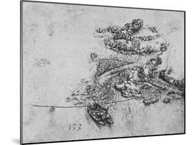 'Bird's-Eye View of a River with a Rope Ferry', c1480 (1945)-Leonardo Da Vinci-Mounted Giclee Print