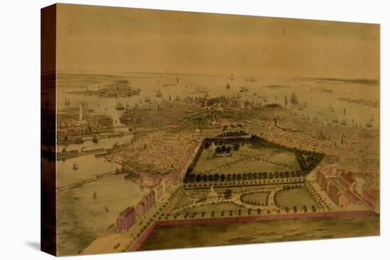 Bird's Eye View of Boston-Sarony & Major-Stretched Canvas