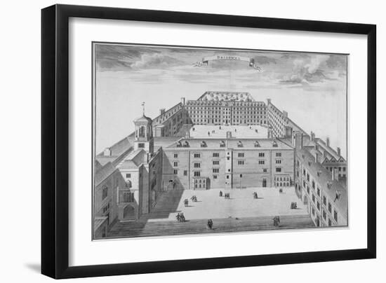 Bird's-Eye View of Bridewell with Figures Walking in the Quadrangle, City of London, 1750-Sutton Nicholls-Framed Giclee Print