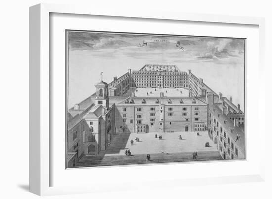 Bird's-Eye View of Bridewell with Figures Walking in the Quadrangle, City of London, 1750-Sutton Nicholls-Framed Giclee Print