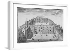 Bird's-Eye View of Bridewell with Figures Walking in the Quadrangle, City of London, 1750-Sutton Nicholls-Framed Giclee Print