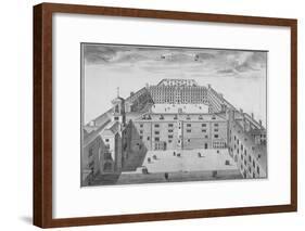 Bird's-Eye View of Bridewell with Figures Walking in the Quadrangle, City of London, 1750-Sutton Nicholls-Framed Giclee Print