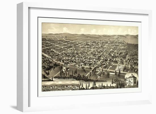 Bird's Eye View of Cheney, Wash. Ter., County Seat of Spokane County. 1884, USA, America-null-Framed Giclee Print