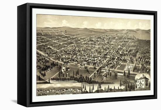 Bird's Eye View of Cheney, Wash. Ter., County Seat of Spokane County. 1884, USA, America-null-Framed Stretched Canvas