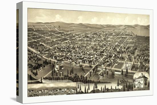 Bird's Eye View of Cheney, Wash. Ter., County Seat of Spokane County. 1884, USA, America-null-Stretched Canvas