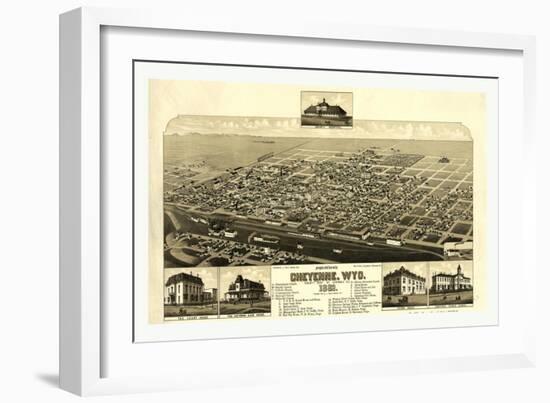 Bird's Eye View of Cheyenne, Wyo., County Seat of Laramie Co. 1882, USA, America-null-Framed Giclee Print