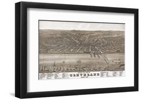 Bird’s Eye View of Cleveland, Ohio, 1877-A^ Ruger-Framed Art Print