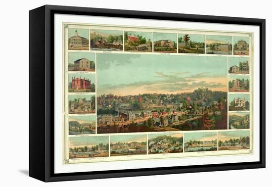 Bird's Eye View of Ellicotts Mills-Edward Sachse-Framed Stretched Canvas