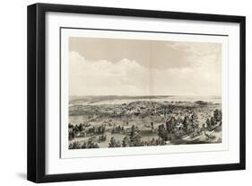 Bird's Eye View of Hamilton, Ontario, Canada, in 1859, Showing Harbor in the Distance-null-Framed Giclee Print
