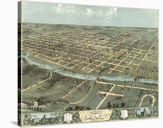 Bird’s Eye View of Iowa City, Iowa, 1868-A^ Ruger-Stretched Canvas