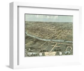 Bird’s Eye View of Iowa City, Iowa, 1868-A^ Ruger-Framed Art Print