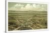 Bird's Eye View of Jacksonville and the Rogue River Valley, Oregon, Circa 1883, USA, America-null-Stretched Canvas