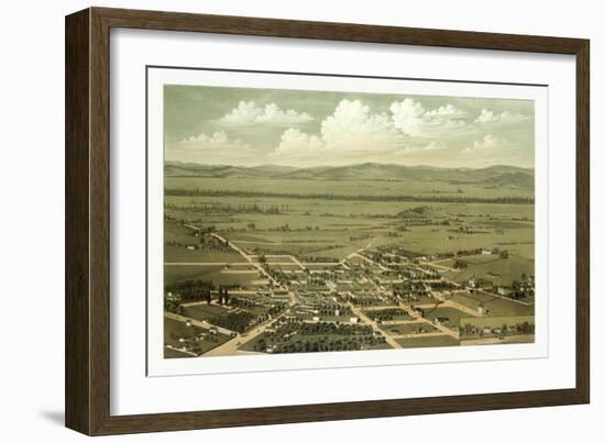 Bird's Eye View of Jacksonville and the Rogue River Valley, Oregon, Circa 1883, USA, America-null-Framed Giclee Print