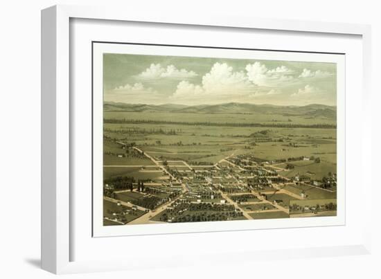 Bird's Eye View of Jacksonville and the Rogue River Valley, Oregon, Circa 1883, USA, America-null-Framed Giclee Print